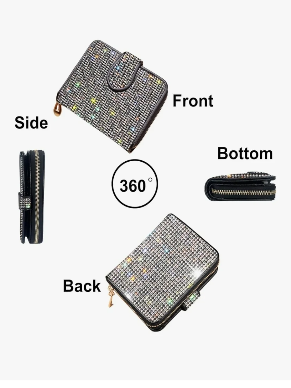 Sparkle Rhinestone Small Wallet Clutch - Silver